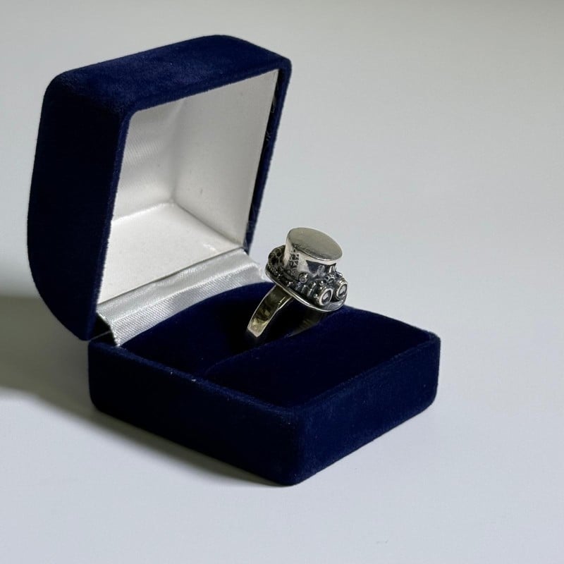 New Steam Punk Hat Ring Silver Unisex Ring Without Stone Size L ...
