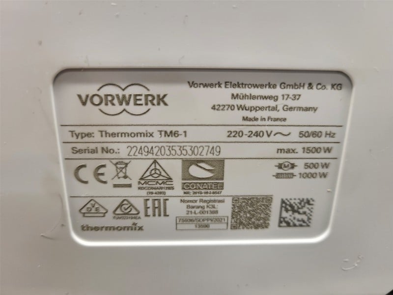 Vorwerk Thermomix Tm6-1 500W 2.2 Litre All In One Smart Cooking ...
