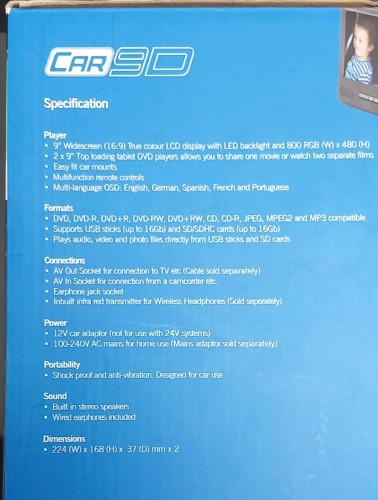 Nextbase 9'' Dual Car DVD Player In Car DVD Player Black 016500239786