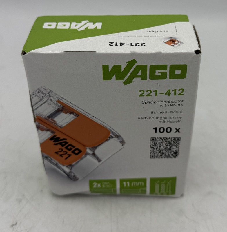 Wago 221-412 2-Way Compact Lever 32A Connector - Pack Of 100 Bnib ...
