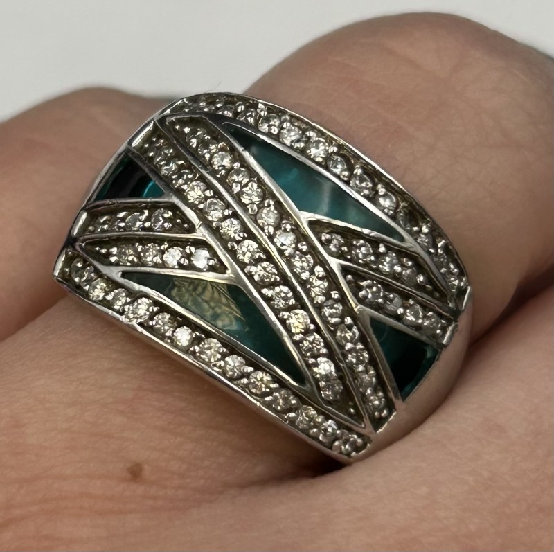 Silver Fancy Blue+Cz Ring Ring With Stone Size Q | 033300276411 | Cash ...