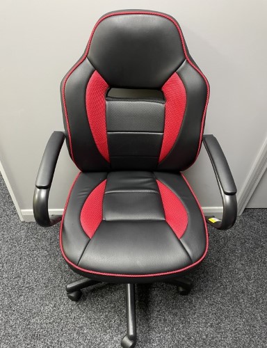 Argos Faux Leather Mid Back Gaming Chair Red & Black Red