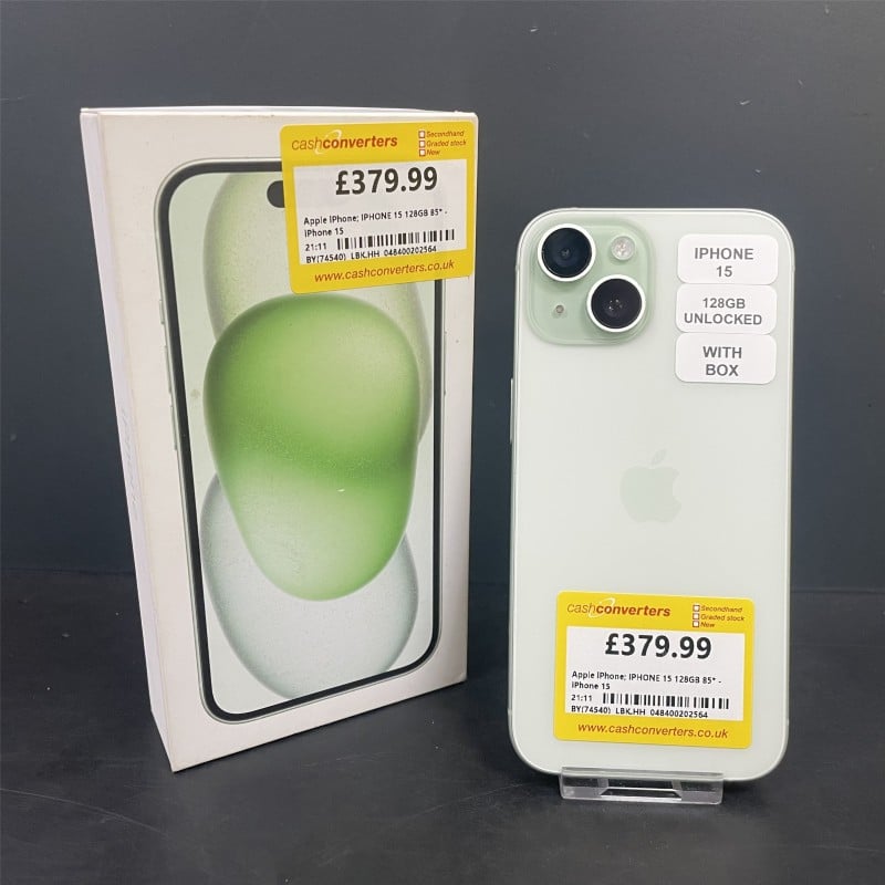 Apple iPhone 15 iPhone 15 - 85% Battery Health 128GB Green for