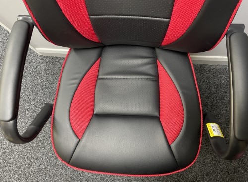 Argos Faux Leather Mid Back Gaming Chair Red & Black Red