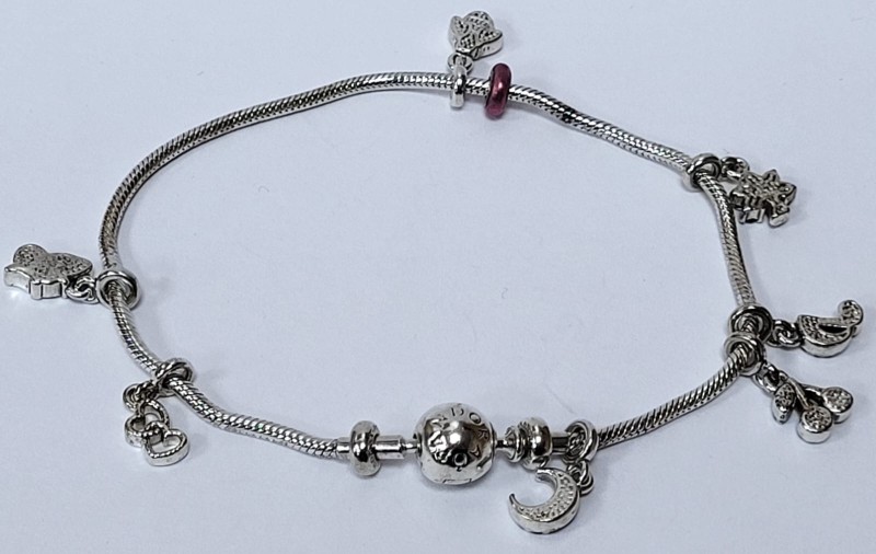 Pandora Snake Bracelet+8 Charms Silver Bracelet 11.5G | 021800126041 ...