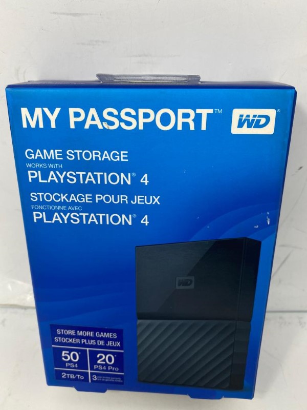 Black New WD 2TB My Passport Portable Gaming Storage for PlayStation 4 
