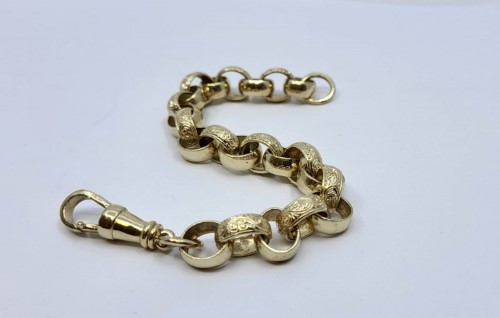 Patterned Belcher Bracelet 12mm  Gold  All Wear Jewellery