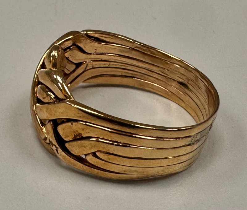 9ct Large Puzzle Ring Yellow Gold Mens Ring Size Z1 for £599.95