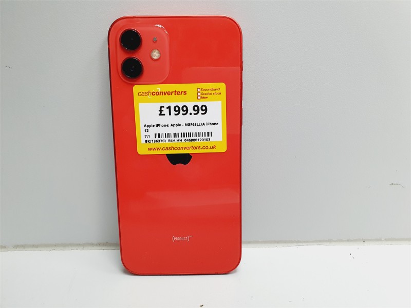 Apple iPhone 12 Ngf63ll/A 64GB Red for £189.99 Second Hand