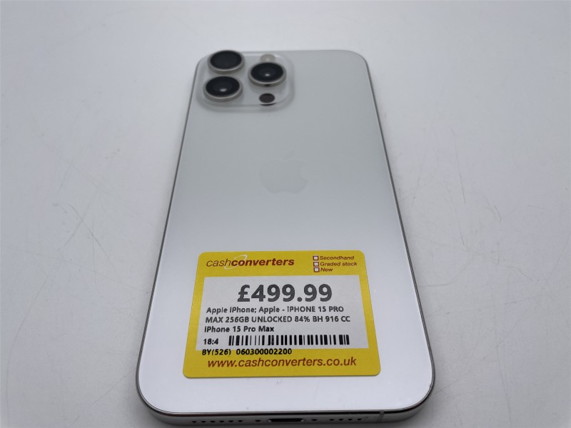 Apple iPhone 15 Pro Max 256GB Unlocked 84% Bh 916 Cc 128GB White