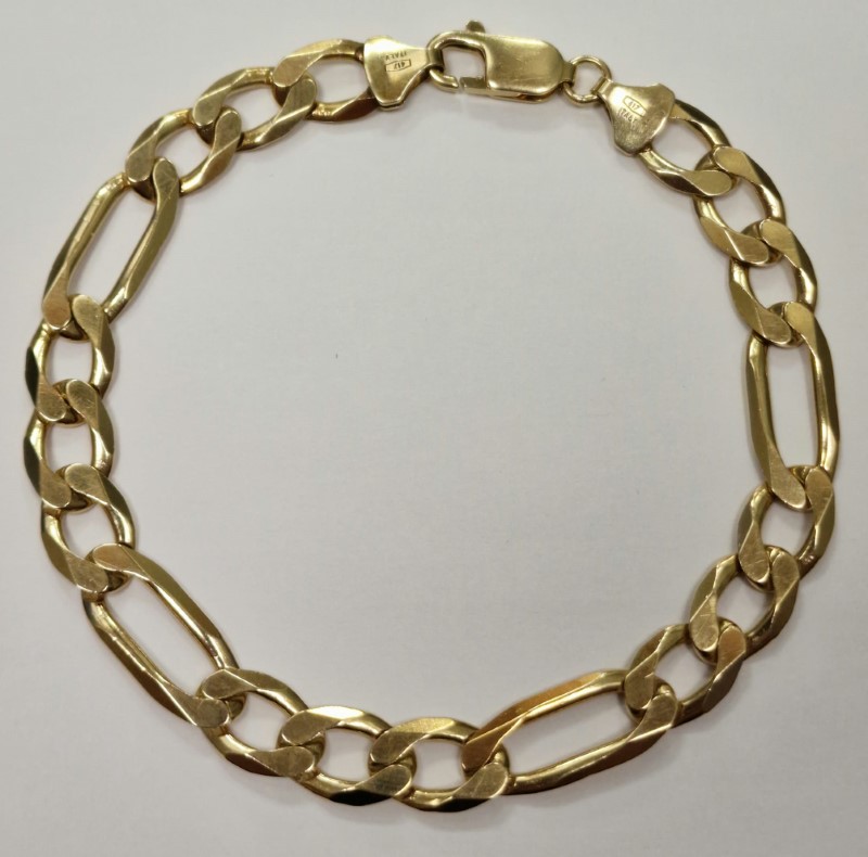 IBB 9ct Gold Hollow Figaro ID Bracelet, Gold at John Lewis & Partners