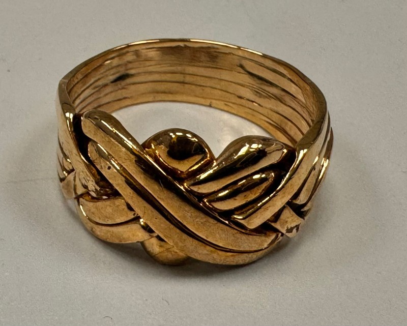 9ct Large Puzzle Ring Yellow Gold Mens Ring Size Z1 for £599.95