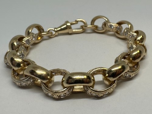 9Ct Gold And Cz Childs Belcher Bracelet 20.3G 030100228925 Cash Converters