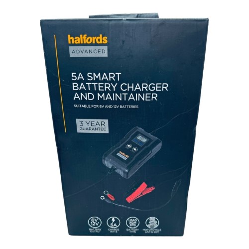 Halfords 5A Smart Battery Charger And Maintainer Black 053400187346