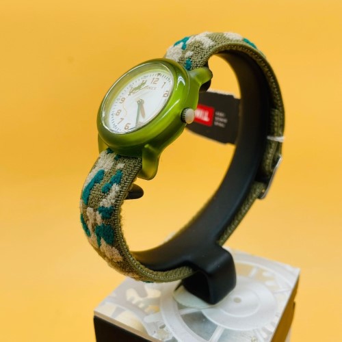 Timex Watch Child Time Machines 29mm Green Camo Elastic Fabric