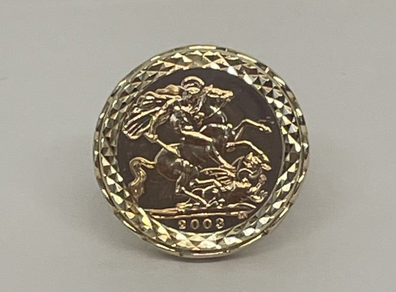 9ct Half Sovereign Coin In 9Ct Ring Mount Yellow Gold Unisex Ring Size ...