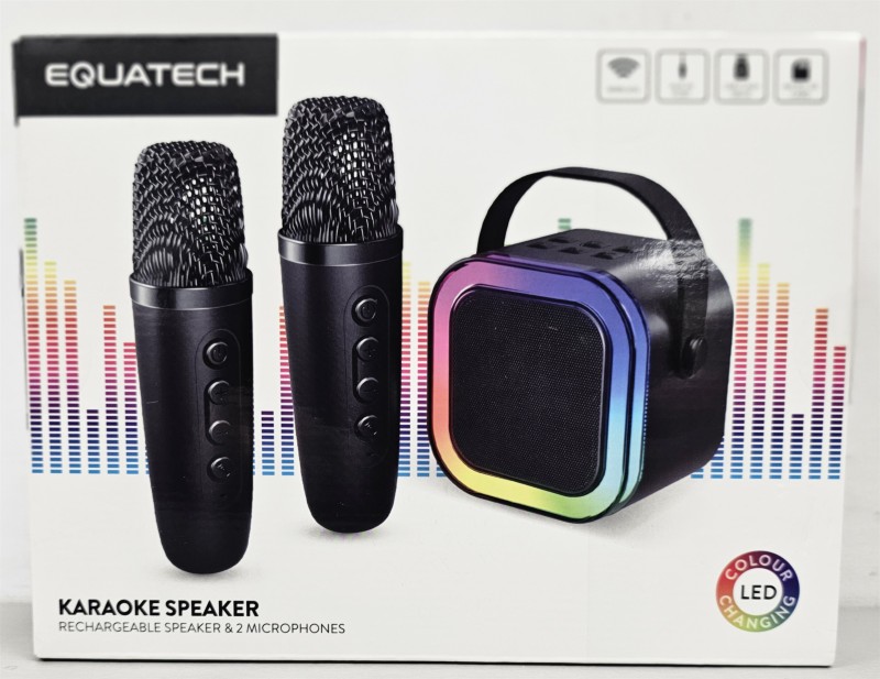 Equatech Karoke Speaker With X2 Microphones Black | 049300172091 | Cash ...