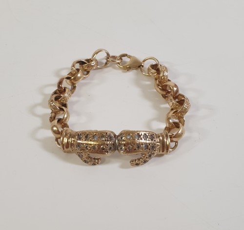 9ct Boxing Glove Belcher Yellow Gold Bracelet 17.1G 052100213424 Cash Converters