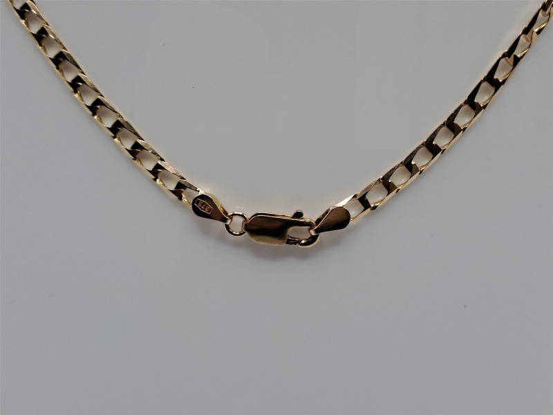 9ct Yellow Gold Curb Chain And Cross Pendant With Diamonds Chain 12.9G ...