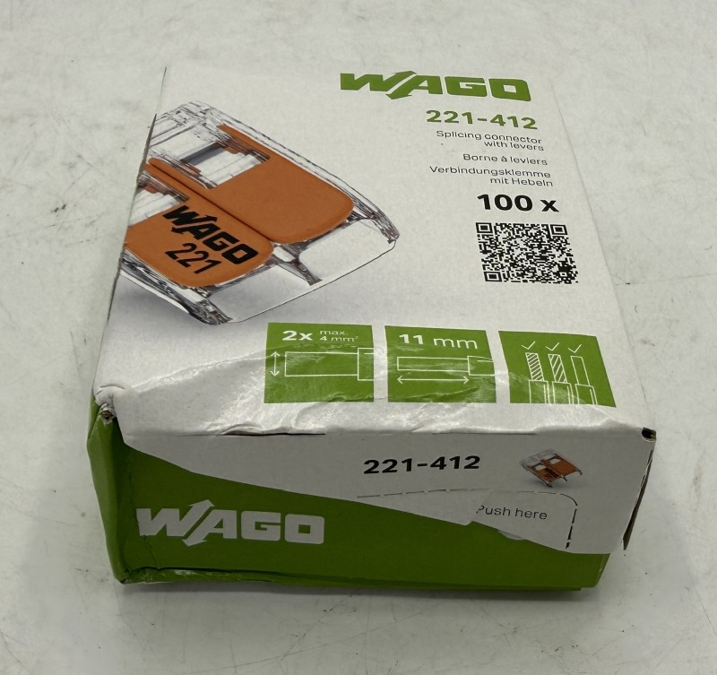 Wago 221-412 2-Way Compact Lever 32A Connector - Pack Of 100 Bnib ...