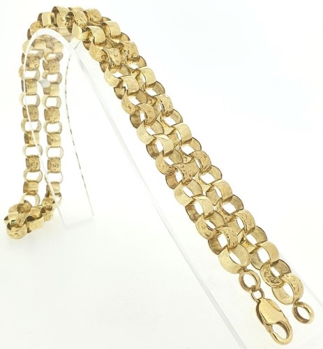 9ct Yellow Gold Round Plain & Patterned Belcher Links Necklace 65cm 85