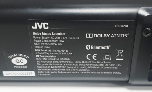 Jvc Dolby Atmos Sound Bar ThD679b Black 056500071540 Cash Converters