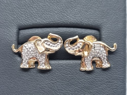Diamond elephant earrings outlet