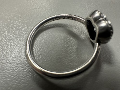 White Stone Heart Pandora Ring Silver Unisex Ring SizeR 041300221569