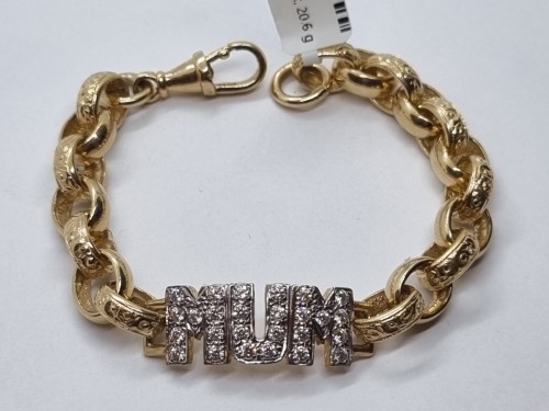 LADIES 9CT GOLD CZ HEART BELCHER BRACELET 17 GRAM – SMITHS