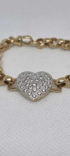 9ct Childs Cz Heart On Belcher Bracelet Yellow Gold Bracelet 14.8G 019600239141 Cash Converters